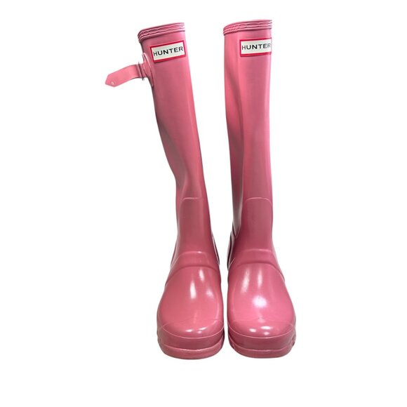 Hunter Original Tall Gloss Tain Boot Size 7 Women Pink Outdoors - Picture 3 of 9